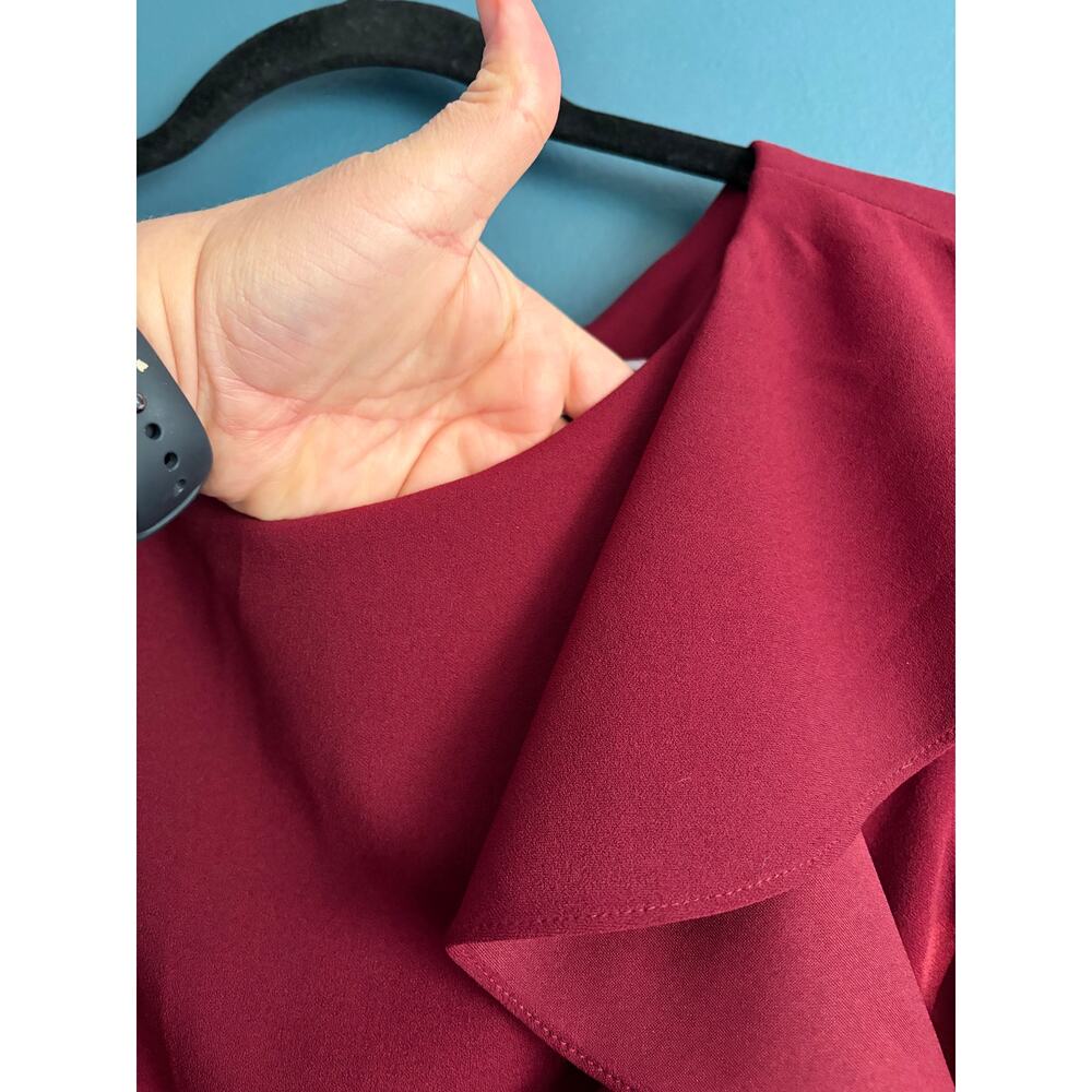 J. Howard Women's Ruffle Front Sheath Dress Formal Wine Red 14 - Picture 6 of 6